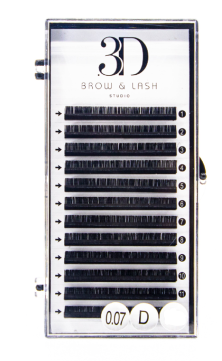 3D Brow & Lash Studio D Curl Volume Lashes MIX (8-12) / Pestañas Volumen D Curl MIX (8-12)